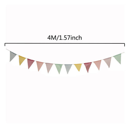 4M Colorful Jute Linen Banner Pennant Birthday Bunting Banner Wall Hanging Wedding Hanging Banner Party Garland Home Decor Leedoar