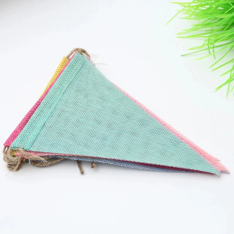 4M Colorful Jute Linen Banner Pennant Birthday Bunting Banner Wall Hanging Wedding Hanging Banner Party Garland Home Decor Leedoar