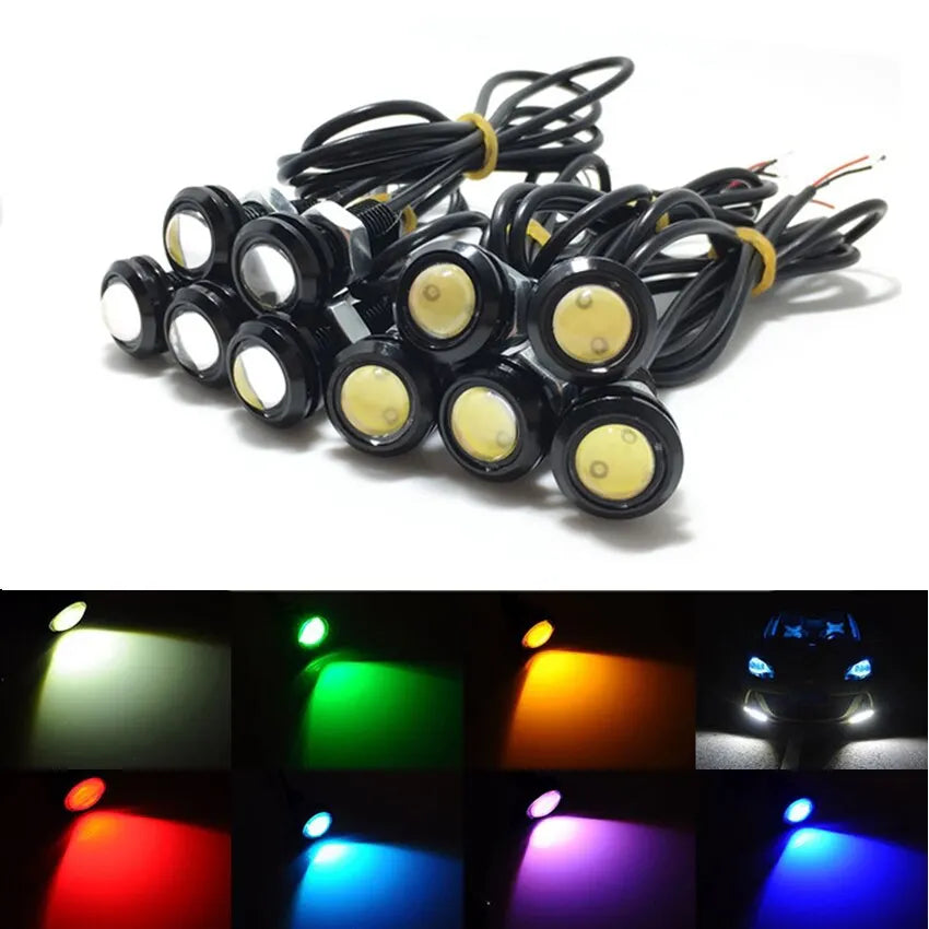 4PCS 18MM Motorcycle LED Eagle Eye Driving Lights Super Bright DRL Daytime Running Lights Fog Lamp Reversing Stop Signal Light Leedoar