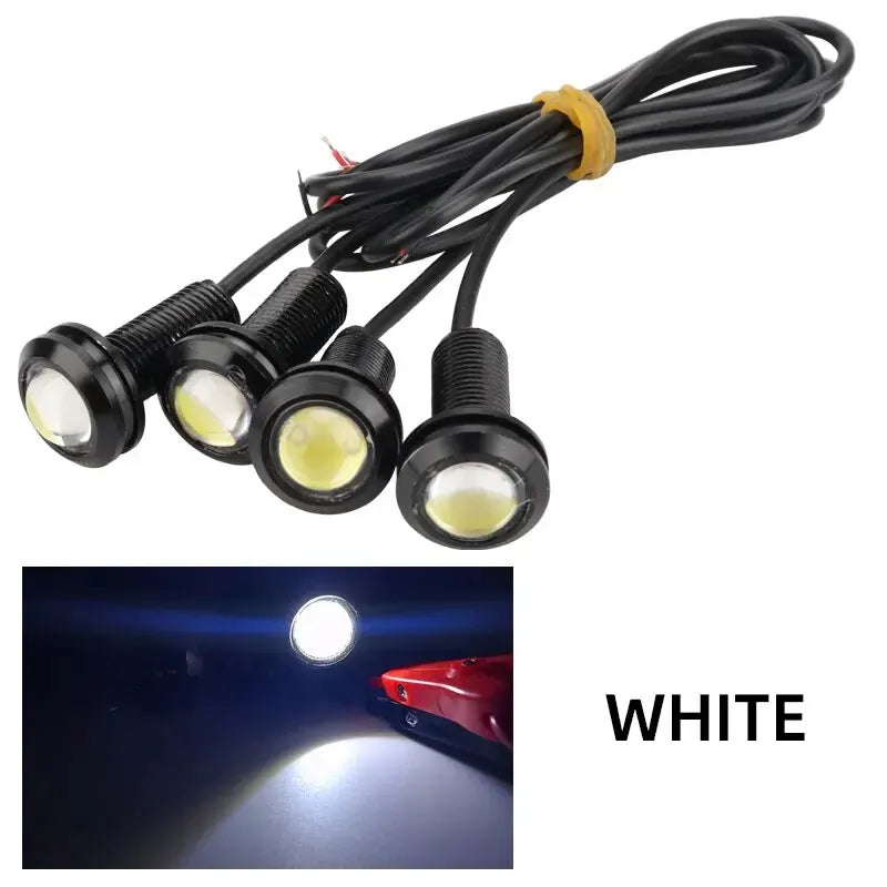 4PCS 18MM Motorcycle LED Eagle Eye Driving Lights Super Bright DRL Daytime Running Lights Fog Lamp Reversing Stop Signal Light Leedoar