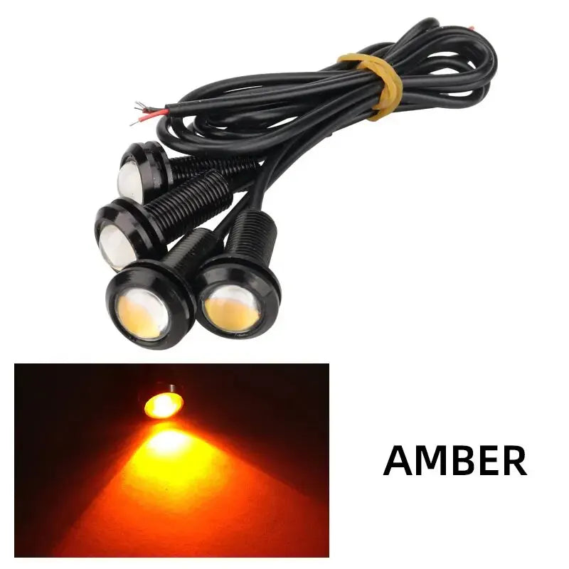 4PCS 18MM Motorcycle LED Eagle Eye Driving Lights Super Bright DRL Daytime Running Lights Fog Lamp Reversing Stop Signal Light Leedoar