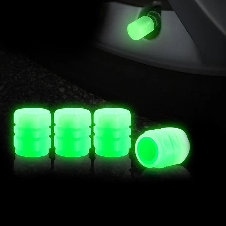 4PCS/8PCS Fluorescent tire valve caps Night Glowing Car Motorcycle Bicycle Wheel Styling Tyre Hub Luminous Cap Decor Leedoar