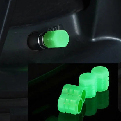 4PCS/8PCS Fluorescent tire valve caps Night Glowing Car Motorcycle Bicycle Wheel Styling Tyre Hub Luminous Cap Decor Leedoar