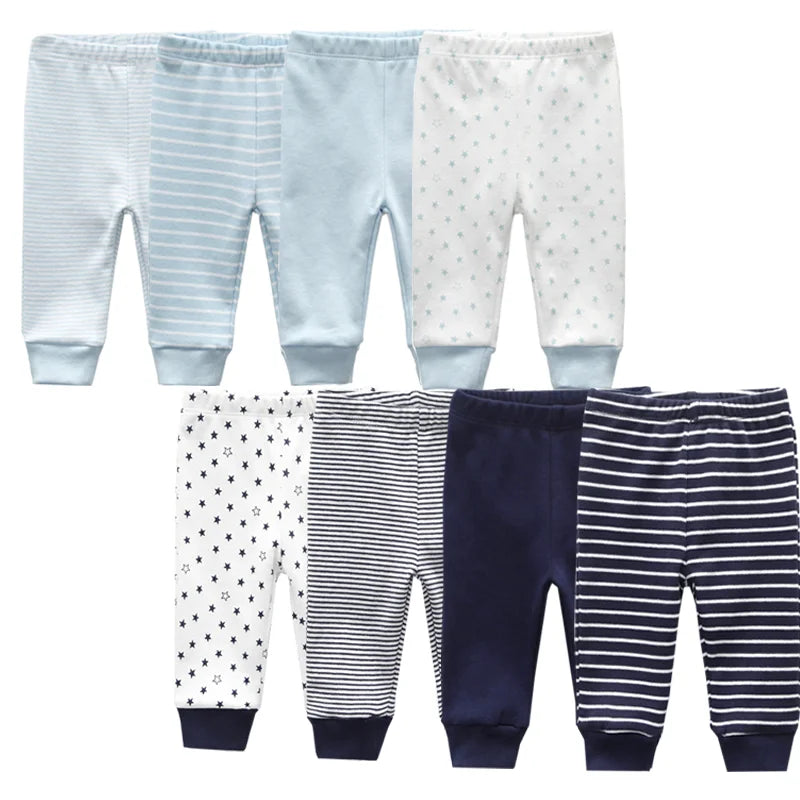 4PCS/LOT baby leggings Solid striped 3-12M Newborn Baby Pants Summer Cotton Infant boys Pants Unisex Baby Gril Trousers Leedoar