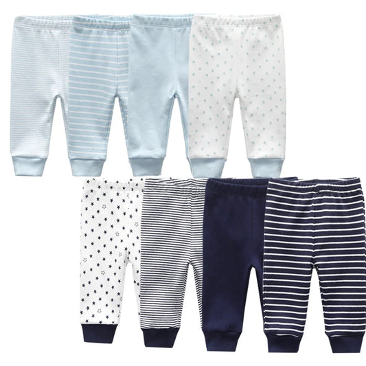 4PCS/LOT baby leggings Solid striped 3-12M Newborn Baby Pants Summer Cotton Infant boys Pants Unisex Baby Gril Trousers Leedoar