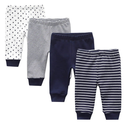 4PCS/LOT baby leggings Solid striped 3-12M Newborn Baby Pants Summer Cotton Infant boys Pants Unisex Baby Gril Trousers Leedoar