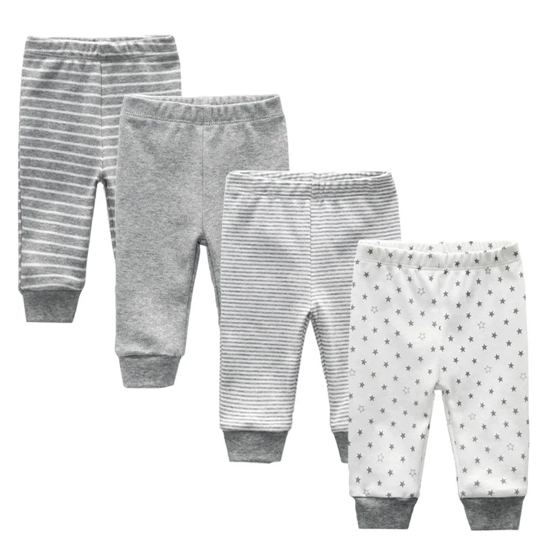 4PCS/LOT baby leggings Solid striped 3-12M Newborn Baby Pants Summer Cotton Infant boys Pants Unisex Baby Gril Trousers Leedoar