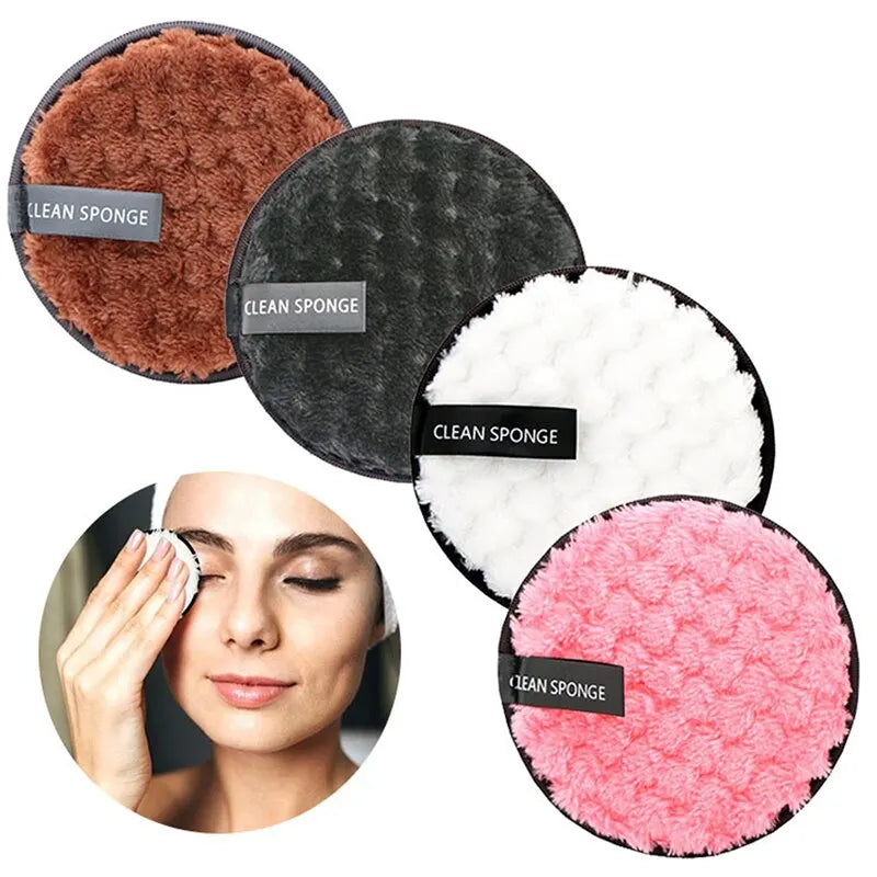 4PCS Makeup Remover Microfiber Cotton Pad Cosmetics Washable Makeup Towel Cleaning Sponge Skin Care Tool Makeup Remover and Faci Leedoar