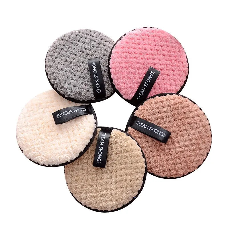 4PCS Makeup Remover Microfiber Cotton Pad Cosmetics Washable Makeup Towel Cleaning Sponge Skin Care Tool Makeup Remover and Faci Leedoar