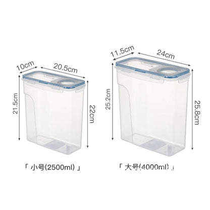 4PCS/Set Plastic Airtight Food Containers 4L/2.5L Capacity Suitable for Cereal Snacks and Sugar Storage Transparent Sealed Tank