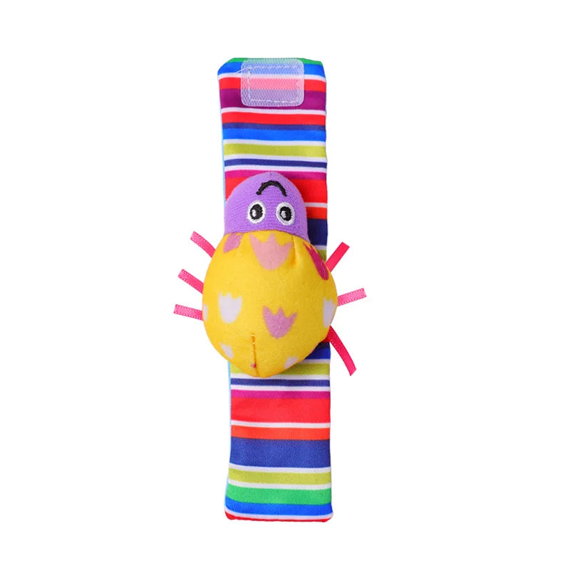 4Pcs Baby Toy 0-12 Months Baby Rattles Toys Animal Socks Wrist Strap + Rattle Baby Foot Socks Bug Wrist Strap Baby Socks New Leedoar