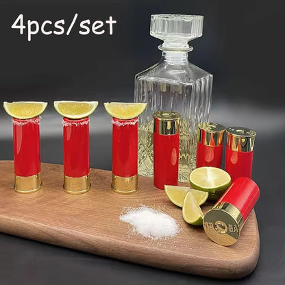 4Pcs/Set Plastic 12 Gauge Shell Shotgun Shot Glasses Drinking Cup for Hunting Shooting,Bar Glasses Gift Drinking Cup Set for Men Leedoar