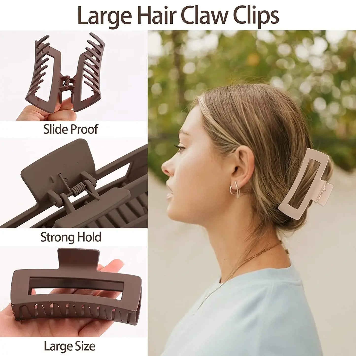 Juego de 4 pinzas para el pelo para mujer y niña, color café y negro, antideslizantes, con forma de cangrejo, accesorios para el cabello de moda, regalos 