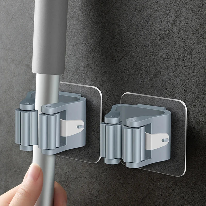 4Pcs Wall Mounted Mop Organizer Holder Wall-Mounted Waterproof Mop Storage Rack Broom Hanger Hooks Household Tools Leedoar