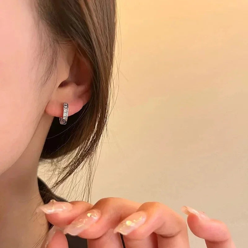 4Pcs/set Stainless Steel Aesthetic Zircon Crystal Hoop Earrings for Women Egirl New Y2K Cool Daily Wear Jewelry Accessories Leedoar