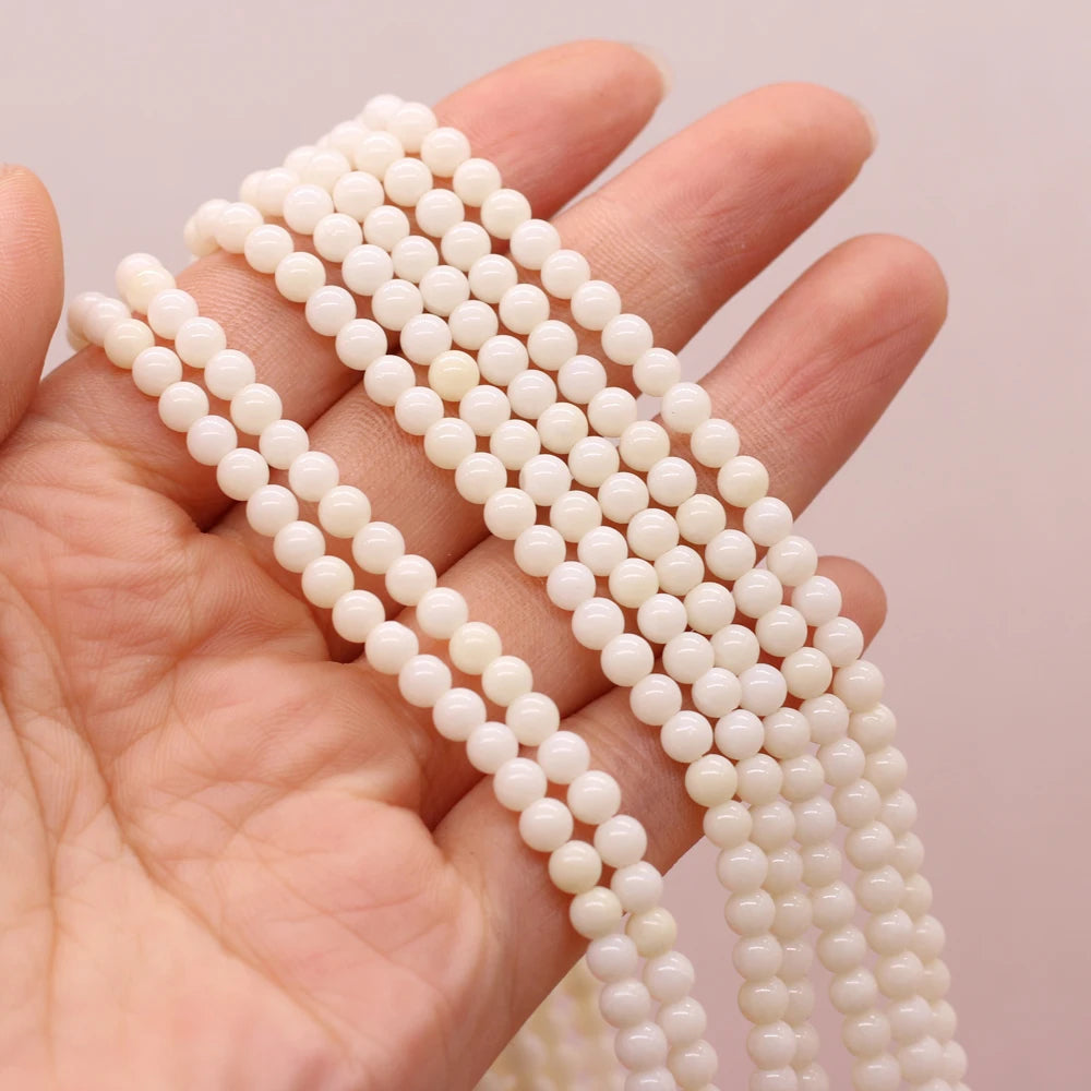 Contas de coral naturais redondas de 4 mm, contas espaçadoras soltas multicoloridas para suprimentos de fabricação de joias, acessórios para colar e pulseira femininos faça você mesmo 