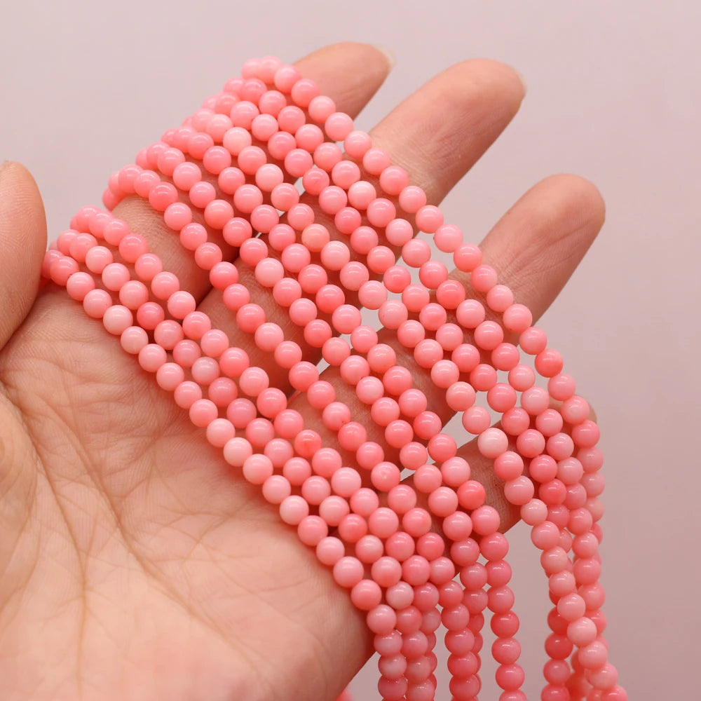 Cuentas de coral natural redondas de 4 mm, cuentas espaciadoras sueltas multicolores para hacer joyas, suministros para collares y pulseras para mujer, accesorios DIY 