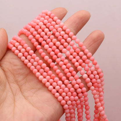 Contas de coral naturais redondas de 4 mm, contas espaçadoras soltas multicoloridas para suprimentos de fabricação de joias, acessórios para colar e pulseira femininos faça você mesmo 