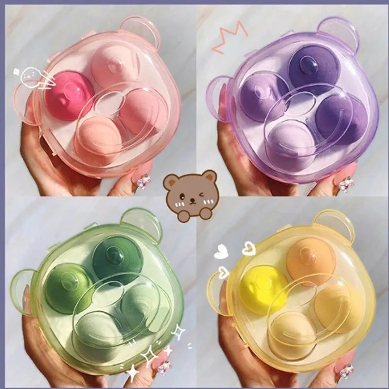 4pcs Beauty Egg Makeup Sponge Set Foundation Make Up Sponge With Egg Box Perfect For Face Cream Powder Leedoar