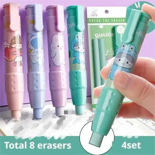 4set Retractable Pushable Eraser Student Drawing Design Office Eraser No Crumbs Do Not Leave A Mark Creative Push Type