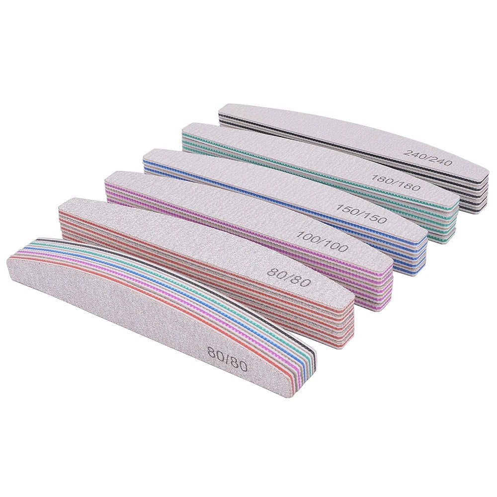 5/10Pcs Professional Nail File 100/180 Sandpaper Strong Thick Nail Files Sanding Half Moon Lime nail accessories and Tools Leedoar