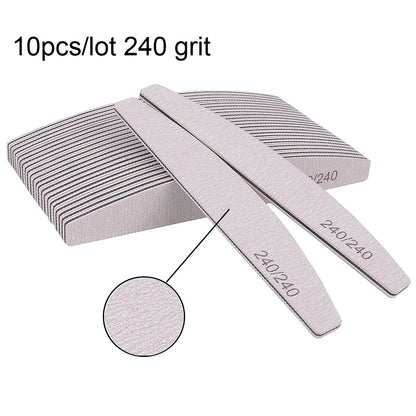 5/10Pcs Professional Nail File 100/180 Sandpaper Strong Thick Nail Files Sanding Half Moon Lime nail accessories and Tools Leedoar