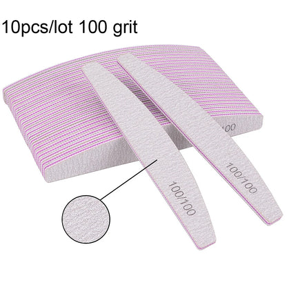 5/10Pcs Professional Nail File 100/180 Sandpaper Strong Thick Nail Files Sanding Half Moon Lime nail accessories and Tools Leedoar