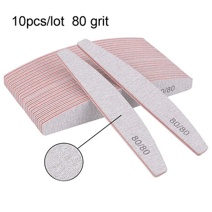 5/10Pcs Professional Nail File 100/180 Sandpaper Strong Thick Nail Files Sanding Half Moon Lime nail accessories and Tools Leedoar