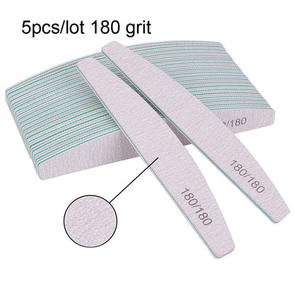 5/10Pcs Professional Nail File 100/180 Sandpaper Strong Thick Nail Files Sanding Half Moon Lime nail accessories and Tools Leedoar