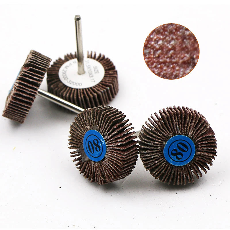 5/10pcs Louver 80 Grit Grinding Sanding Sandpaper Flap Wheel Discs 3.0mm Shank Shutter Polishing Wheel For Dremel Rotary Tools Leedoar