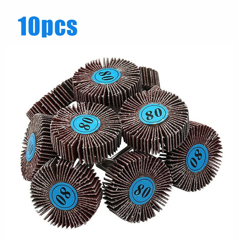 5/10pcs Louver 80 Grit Grinding Sanding Sandpaper Flap Wheel Discs 3.0mm Shank Shutter Polishing Wheel For Dremel Rotary Tools Leedoar