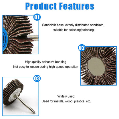 5/10pcs Louver 80 Grit Grinding Sanding Sandpaper Flap Wheel Discs 3.0mm Shank Shutter Polishing Wheel For Dremel Rotary Tools Leedoar