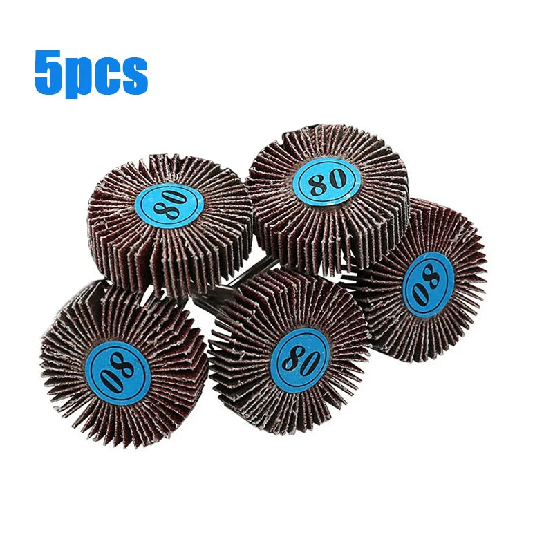 5/10pcs Louver 80 Grit Grinding Sanding Sandpaper Flap Wheel Discs 3.0mm Shank Shutter Polishing Wheel For Dremel Rotary Tools Leedoar