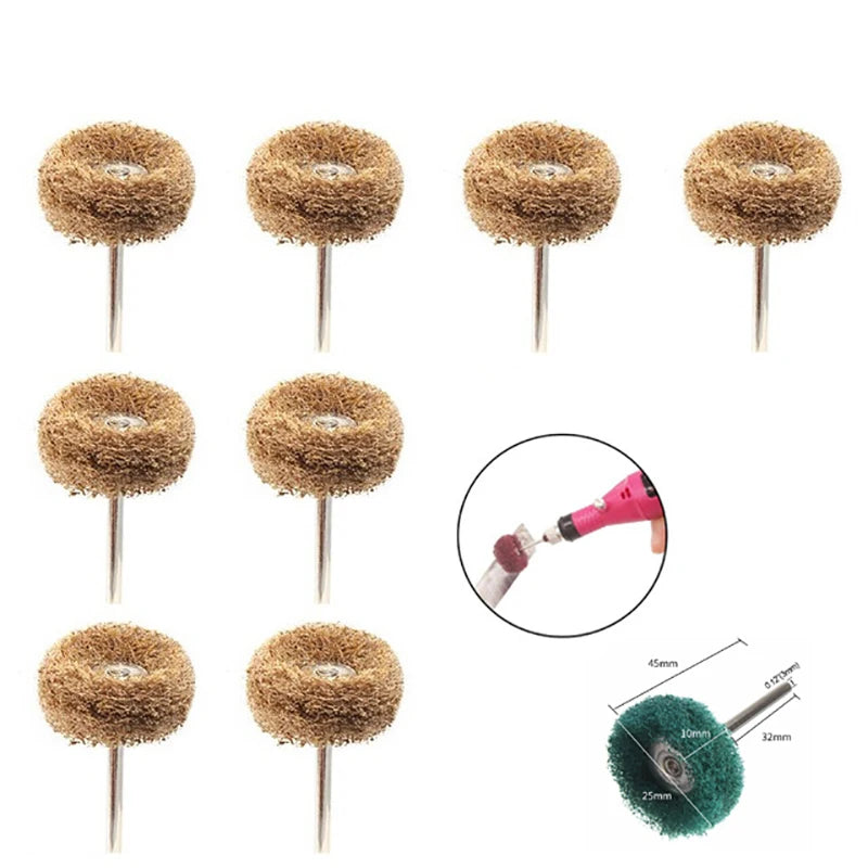 5-20pcs Mini Drill Abrasive Brush Nylon Buffing Polishing Wheel Dremel Rotary Hand Tool Accessories Set Rust Remover Leedoar