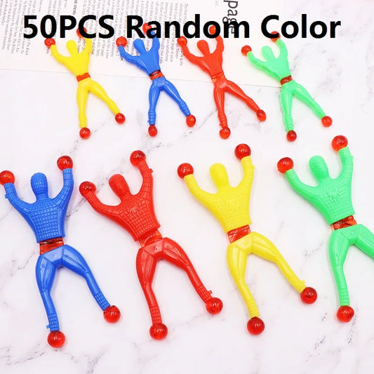 5-50 Pcs/conjunto 8,5 cm Brinquedo Pegajoso Janela Homens Com Mão Pegajosa 3 Brinquedos Cor E Anos Acima De Plástico Pés Adequados Para Crianças 