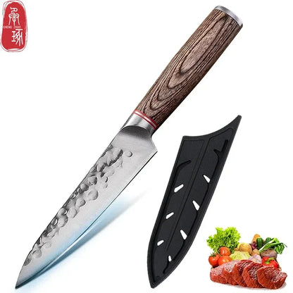 5.5inch Kitchen Knife Handmade Forged Knife Boning Knife Stainless Steel Fruit Knife Butcher Cleaver Knife Kitchen Supplies Leedoar