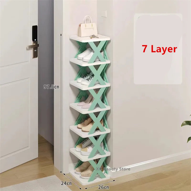 5/6/7 Layer Multi-layer Plastic Foldable Detachable Shoe Rack Storage Organizer Saves Family Space Suitable For Corridor Bedroom Leedoar