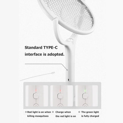 5 EM 1 Mata-mosquitos elétrico 365 nm Lâmpada matadora de luz UV Raquete Carregamento USB Armadilha para moscas de verão Mata-insetos 90° Rotativo Shocker 