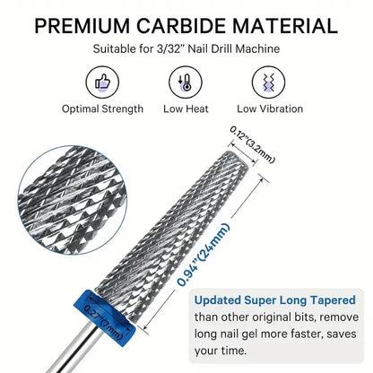 Juego de brocas para uñas de carburo de tungsteno extralargas 5 en 1, accesorios de seguridad para salón de uñas, eliminación eficiente de esmalte de gel acrílico N 