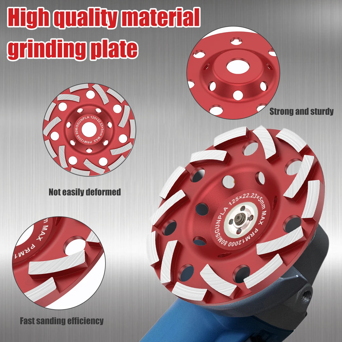 5 Inch Diamond Grinding Disc Abrasive Cup Wheel Wear Resistant Diamond Sanding Wheel Durable Angle Grinder Disc For Concrete Leedoar