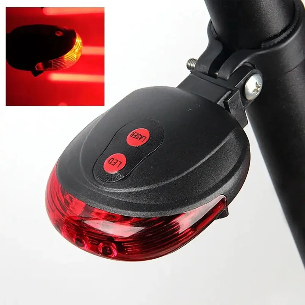 5 LED Bike Tail Lamp Night Riding Laser Light Outdoor Cycling Waterproof Safety Warning Taillight