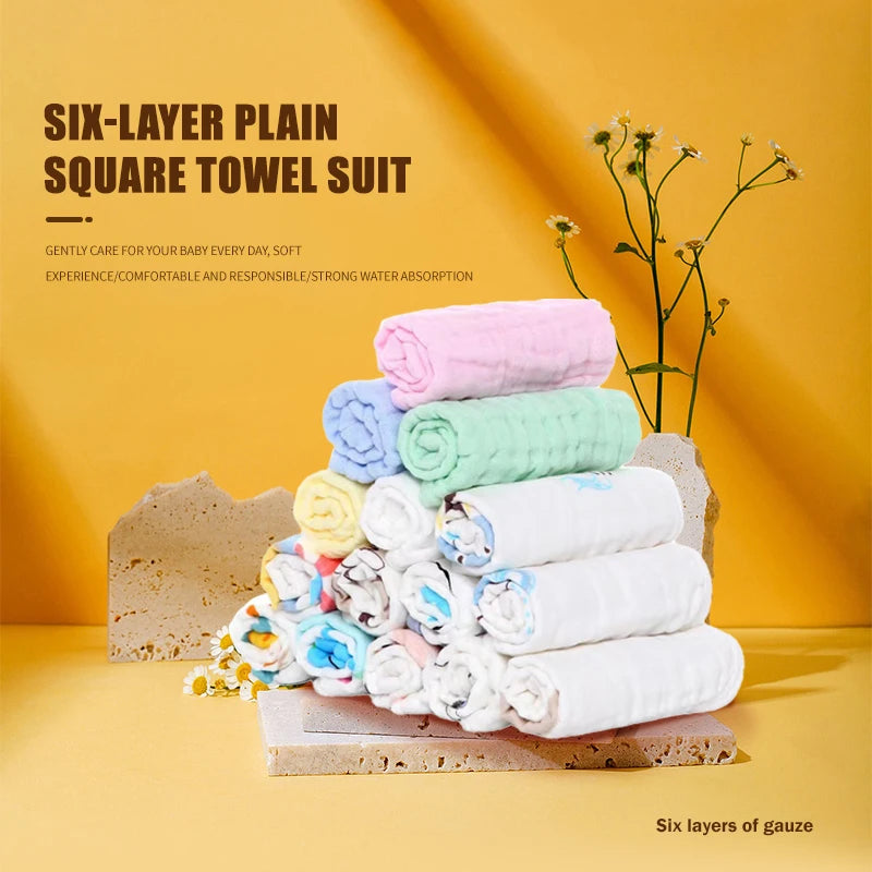 5 PCS 30x30cm  Cotton Soft Baby Towels Baby Face Towel Handkerchief Bathing Feeding Face Washcloth Wipe burp cloth Leedoar