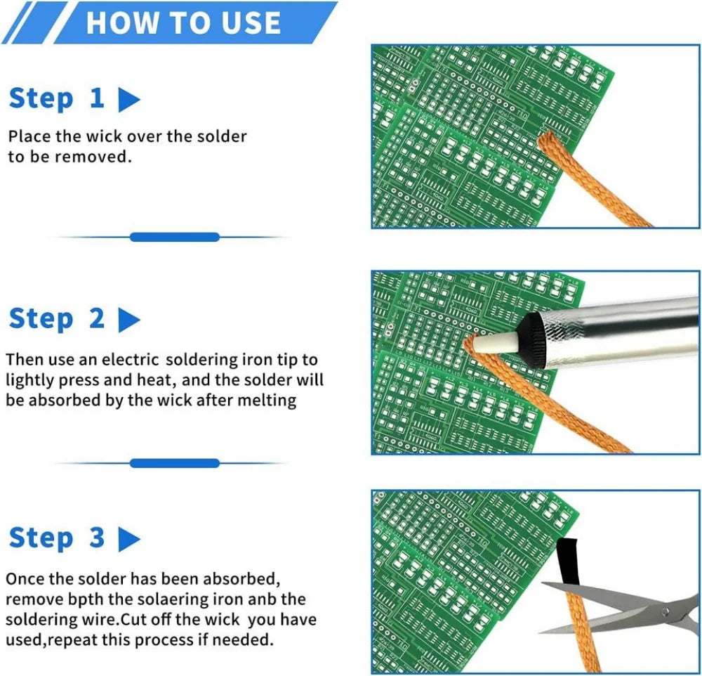 5 PCS Desoldering Wire 1.0/1.5mm Braid Soldering Mesh Welding Parts Low Residue No-Clean Solder Tin Remover Tool Leedoar