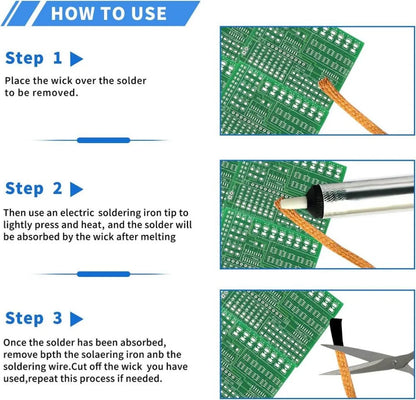 5 PCS Desoldering Wire 1.0/1.5mm Braid Soldering Mesh Welding Parts Low Residue No-Clean Solder Tin Remover Tool Leedoar