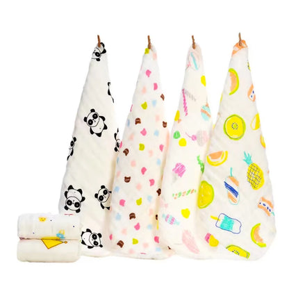 5 PCS Lot Muslin 6 layers Cotton Soft Baby Towels Baby Face Towel Handkerchief Bathing Feeding Face Washcloth Wipe burp cloth Leedoar