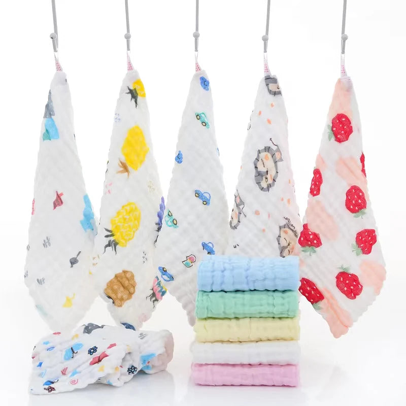 5 PCS Lot Muslin 6 layers Cotton Soft Baby Towels Baby Face Towel Handkerchief Bathing Feeding Face Washcloth Wipe burp cloth Leedoar