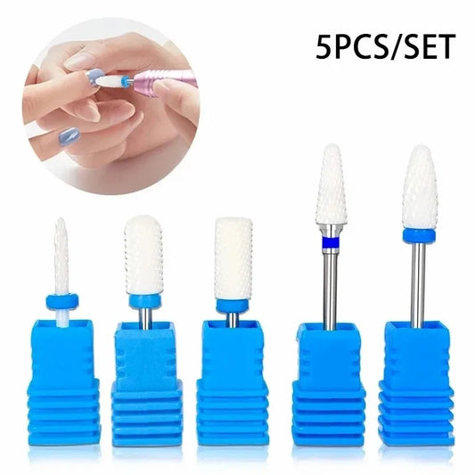 5 PCS/Conjunto de brocas de cerâmica para unhas, máquina de broca elétrica, cortadores de unhas, acessórios para unhas, ferramentas para manicure e pedicure