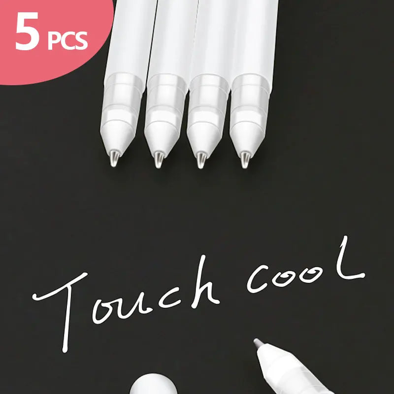 5 PCS White Manga Marker Pens Set 0.8 mm Permanent ink Scrapbook Tire Pen Waterproof School supplies Stationery Art brush pen Leedoar