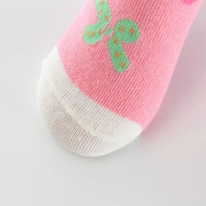 5 Pairs/Lot Spring Autumn High Quality Girls Socks Cotton Butterfly Candy Color Socks For Girls 3- 12 Year Children Socks Leedoar