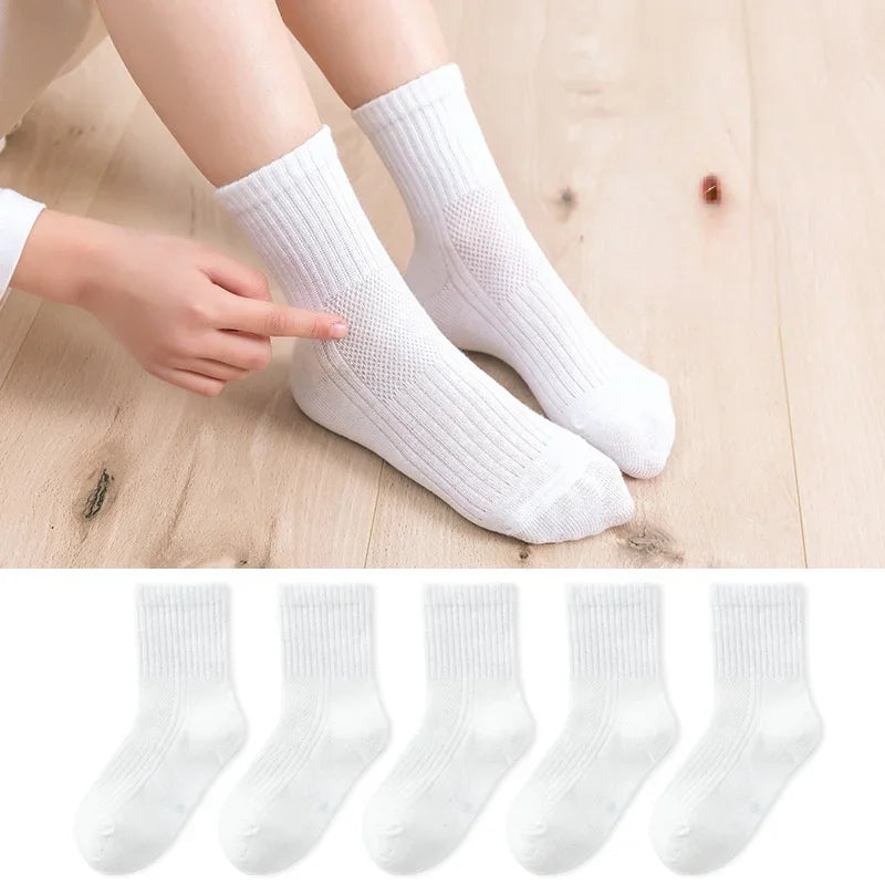 5 Pairs/ Lot kids sock Soft Breathable Cotton School Socks Girls Boys Casual Grey Black White Sports Children's Socks